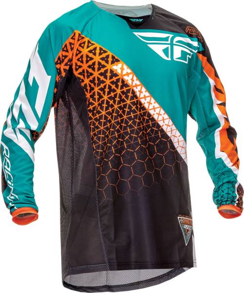 FLY RACING - KINETIC TRIFECTA JERSEY BLACK/TEAL 2X - Image 1