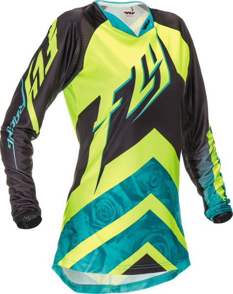 FLY RACING - KINETIC LADIES JERSEY TEAL/HI-VIS 2X - Image 1