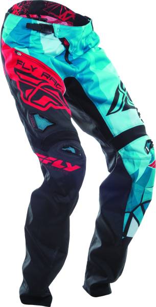 FLY RACING - BICYCLE CRUX PANT BLACK/TEAL/RED SZ 18 - Image 1