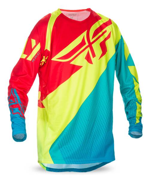 FLY RACING - EVO JERSEY DK.TEAL/HI-VIS/RED 2X - Image 1