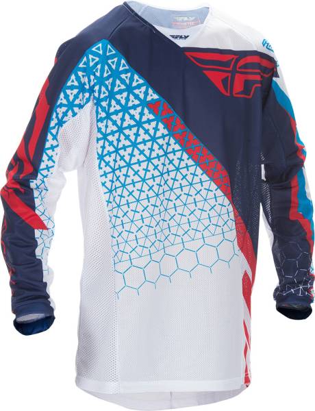 FLY RACING - KINETIC TRIFECTA MESH JERSEY RED/WHITE/BLUE 2X - Image 1