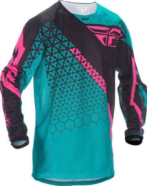 FLY RACING - KINETIC TRIFECTA MESH JERSEY TEAL/PINK/BLACK 2X - Image 1