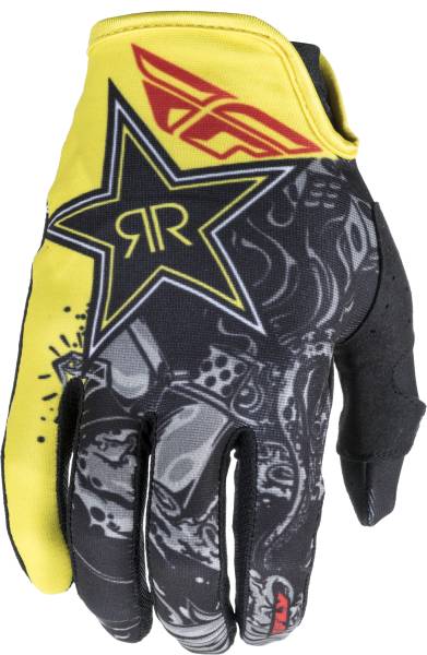 FLY RACING - LITE ROCKSTAR GLOVES BLACK/YELLOW SZ 7 - Image 1