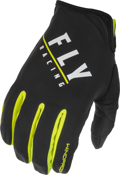 FLY RACING - YOUTH WINDPROOF GLOVES BLACK/HI-VIS SZ 06 - Image 1