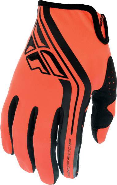 FLY RACING - YOUTH WINDPROOF GLOVES BLACK/ORANGE SZ 06 - Image 1