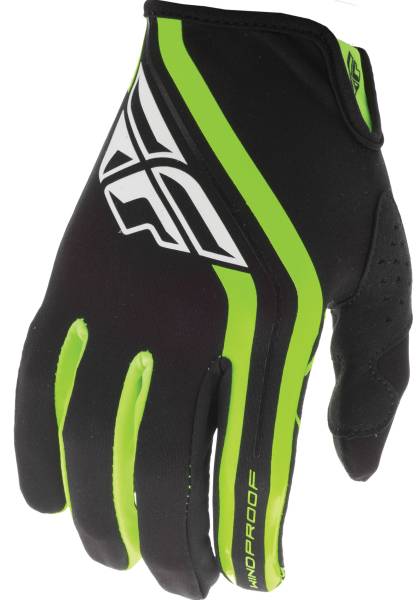 FLY RACING - YOUTH WINDPROOF GLOVES BLACK/HI-VIS SZ 06 - Image 1