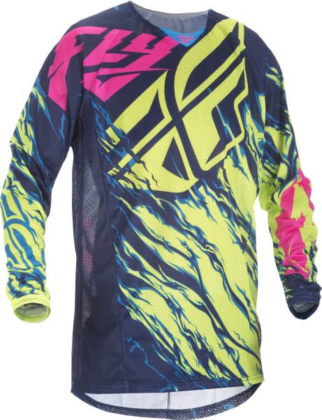 FLY RACING - KINETIC MESH JERSEY HI-VIS/BLUE/PINK 2X - Image 1