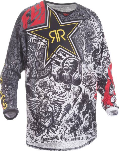 FLY RACING - KINETIC ROCKSTAR MESH JERSEY BLACK/WHITE 2X - Image 1