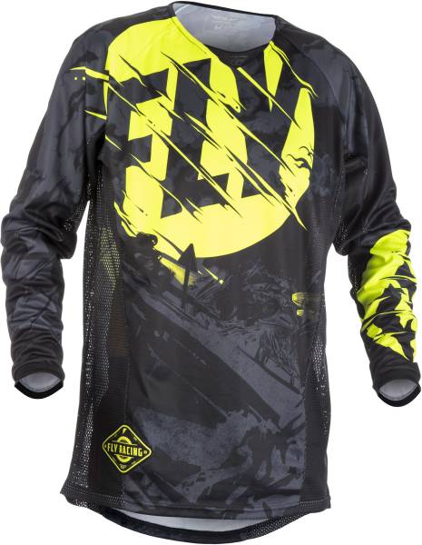 FLY RACING - KINETIC OUTLAW JERSEY BLACK/HI-VIS 2X - Image 1