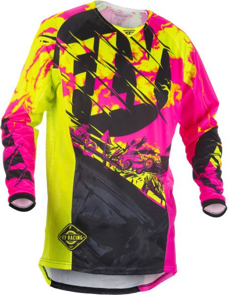 FLY RACING - KINETIC OUTLAW JERSEY BLACK/PINK/HI-VIS 2X - Image 1