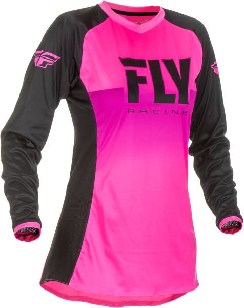 FLY RACING - WOMEN'S LITE JERSEY NEON PINK/BLACK 2X - Image 1