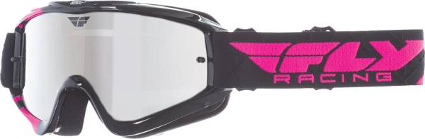 FLY RACING - ZONE GOGGLE BLACK/PINK W/ CHROME/SMOKE LENS - Image 1