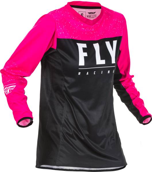 FLY RACING - WOMEN'S LITE JERSEY NEON PINK/BLACK 2X - Image 1