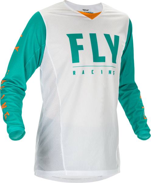 FLY RACING - KINETIC MESH JERSEY WHITE/TEAL/ORANGE 2X - Image 1