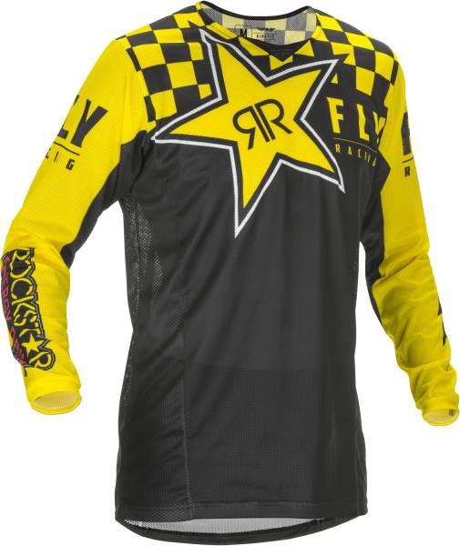 FLY RACING - KINETIC ROCKSTAR MESH JERSEY BLACK/YELLOW/RED 2X - Image 1