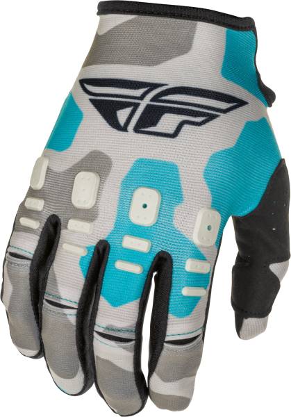 FLY RACING - YOUTH KINETIC K221 GLOVES GREY/BLUE SZ 04 - Image 1