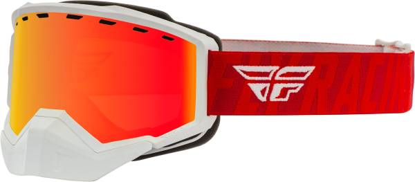 FLY RACING - FOCUS SNOW GOGGLE WHITE/RED W/ RED MIRROR/BROWN LENS - Image 1