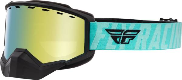 FLY RACING - FOCUS SNOW GOGGLE BLACK/MINT W/ GOLD MIRROR/SMOKE LENS - Image 1