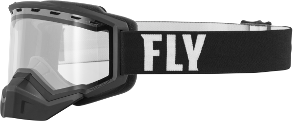 FLY RACING - FOCUS SNOW GOGGLE BLACK/WHITE W/ CLEAR LENS - Image 1