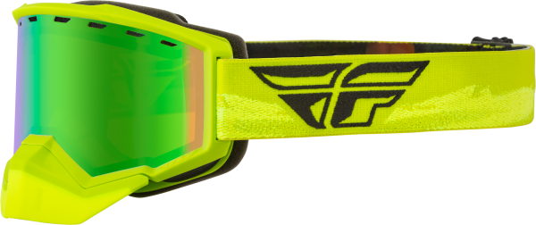 FLY RACING - FOCUS SNOW GOGGLE GREEN/HI-VIS W/ GREEN MIRROR/AMBER LENS - Image 1