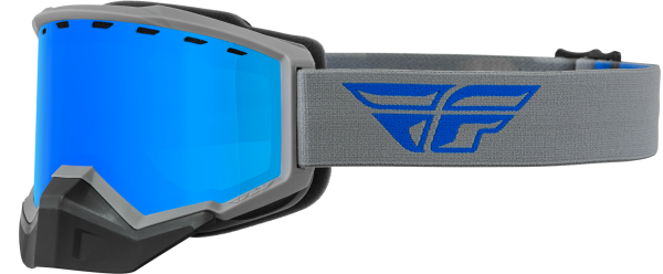 FLY RACING - FOCUS SNOW GOGGLE GREY/BLUE W/ SKY BLUE MIRROR/SMOKE LENS - Image 1