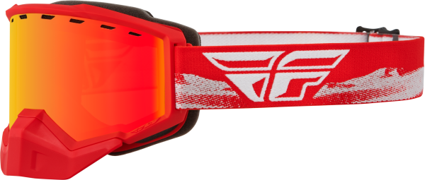 FLY RACING - FOCUS SNOW GOGGLE RED/GREY W/ RED MIRROR/AMBER LENS - Image 1