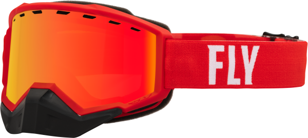 FLY RACING - FOCUS SNOW GOGGLE RED/WHITE W/ RED MIRROR/AMBER LENS - Image 1