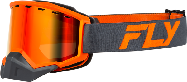 FLY RACING - FOCUS SNOW GOGGLE CHARCOAL/ORG W/ RED MIRROR/AMBER LENS - Image 1