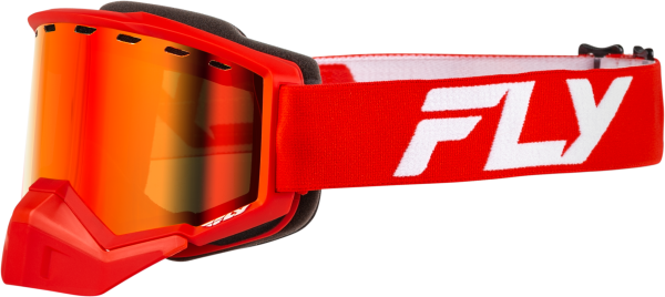 FLY RACING - FOCUS SNOW GOGGLE RED/WHITE W/ RED MIRROR/AMBER LENS - Image 1