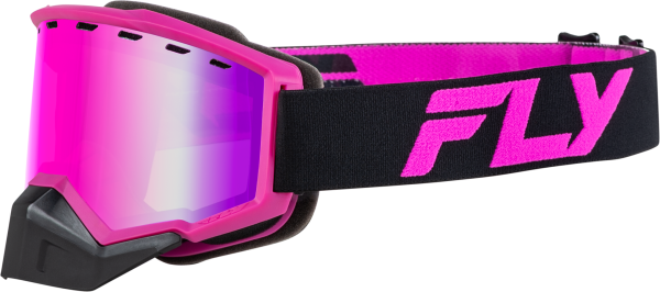 FLY RACING - FOCUS SNOW GOGGLE BLACK/PINK W/ PINK MIRROR/ROSE LENS - Image 1