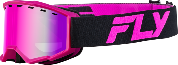 FLY RACING - YTH FOCUS SNOW GOGGLE BLK/PINK W/ PINK MIRROR/ROSE LENS - Image 1