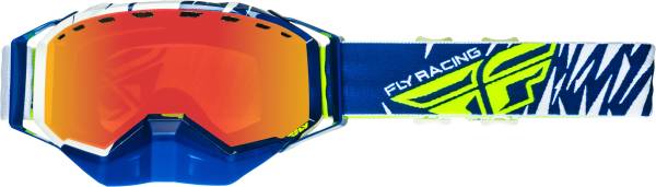 FLY RACING - ZONE SNOW GOGGLE BLUE/WHITE /HI-VIS YEL RED MIR/BROWN LENS - Image 1