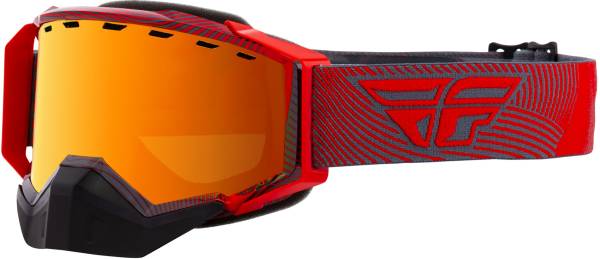 FLY RACING - ZONE SNOW GOGGLE RED/GREY W/ORANGE MIRROR/SMOKE LENS - Image 1