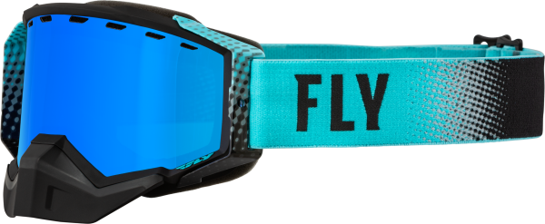 FLY RACING - ZONE SNOW GOGGLE BLACK/AQUA W/ SKY BLUE MIRROR/SMOKE LENS - Image 1