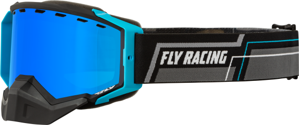 FLY RACING - ZONE SNOW GOGGLE BLK/GREY/BLUE W/ SKY BLUE MIRROR/SMOKE LENS - Image 1