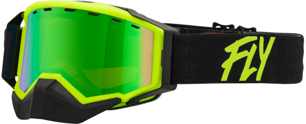 FLY RACING - ZONE SNOW GOGGLE BLACK/HI-VIS W/ GREEN MIRROR/AMBER LENS - Image 1