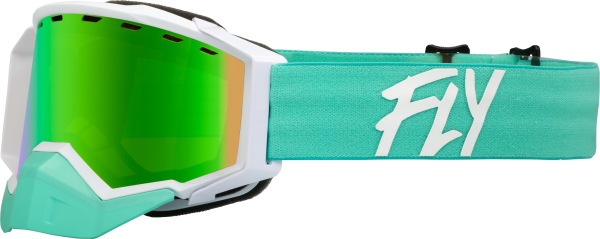 FLY RACING - ZONE SNOW GOGGLE MINT/WHITE W/ GREEN MIRROR/AMBER LENS - Image 1