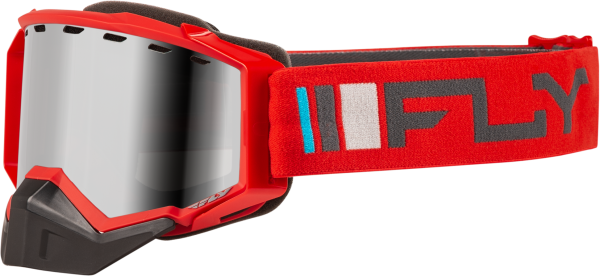 FLY RACING - ZONE SNOW GOGGLE RED/CHARCOAL W/ SILVER MIRROR/SMOKE LENS - Image 1