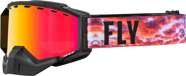 FLY RACING - ZONE PRO SNW GOGGLE BLK/SUNSET W/ RED MIRROR/PLRZD SMOKE LENS - Image 1