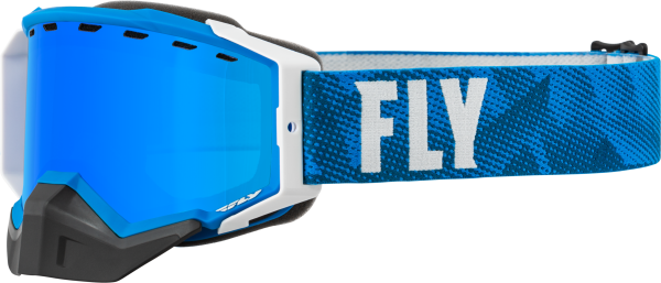 FLY RACING - ZONE PRO SNOW GOGGLE BLUE/WHT W/ BLUE MIRROR/PLRZD SMKE LENS - Image 1