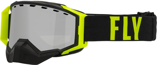 FLY RACING - ZONE PRO SNW GOGGLE BLK/HI-VIS W/SILVER MIR/PLRZD SMOKE LENS - Image 1