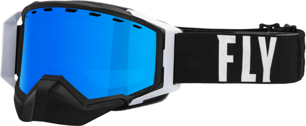 FLY RACING - ZONE PRO SNOW GOGGLE BLK/WHITE W/ BLUE MIR/PLRZD SMOKE LENS - Image 1