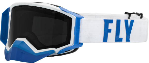 FLY RACING - ZONE PRO SNOW GOGGLE WHT/BLUE W/ POLARIZED SMOKE LENS - Image 1