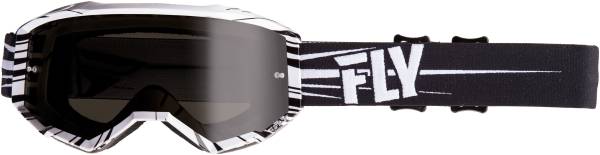 FLY RACING - ZONE GOGGLE BLACK/WHITE W/DARK SMOKE LENS W/POST - Image 1