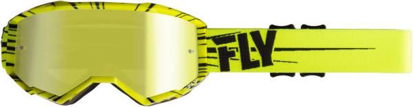 FLY RACING - ZONE GOGGLE HI-VIS YELLOW/ BLK W/GOLD MIRROR LENS W/POST - Image 1