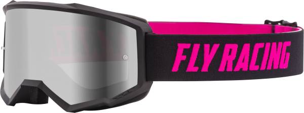 FLY RACING - ZONE GOGGLE BLACK/PINK W/SILVER MIR/SMOKE LENS W/POST - Image 1