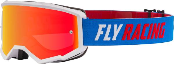 FLY RACING - ZONE GOGGLE BLUE/WHITE/RED W/RED MIRROR/SMOKE LENS W/POST - Image 1