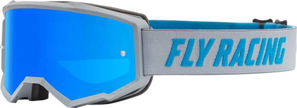 FLY RACING - ZONE GOGGLE GREY/BLUE W/SKY BLUE MIR/SMK LENS W/POST - Image 1