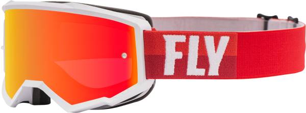 FLY RACING - ZONE GOGGLE WHITE/RED W/RED MIRROR/BROWN LENS W/POST - Image 1