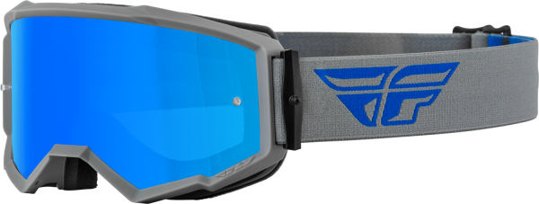 FLY RACING - ZONE GOGGLE GREY/BLUE W/ SKY BLUE MIRROR/SMOKE LENS - Image 1